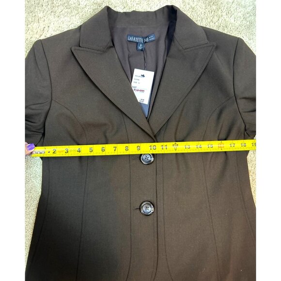 NWT Lafayette 148 New York Women Espresso Brown Wool Two-Button Blazer Jacket 10 - Picture 12 of 16